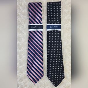 Club Room Men's Pink Striped and Black Patterned Ties